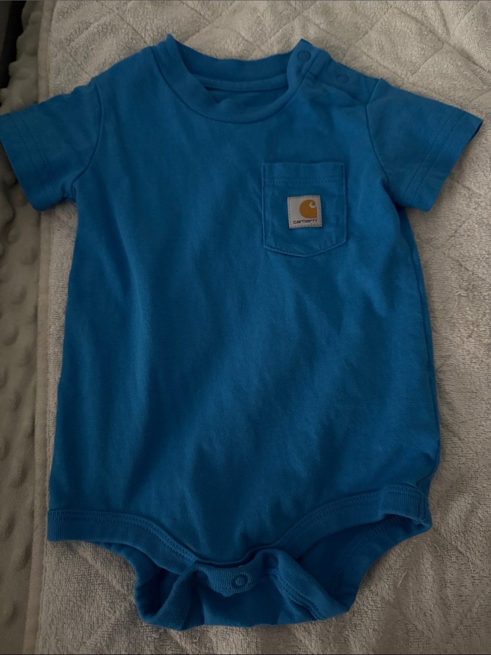 Carhartt Turquoise Short Sleeve Baby Pocket Bodysuit